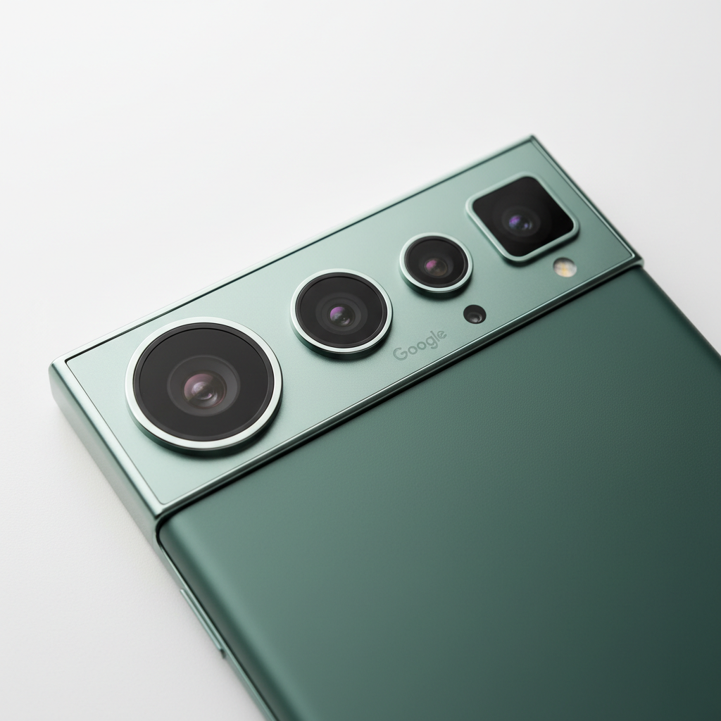 Google Pixel 10 Pro Fold camera detail in Jade