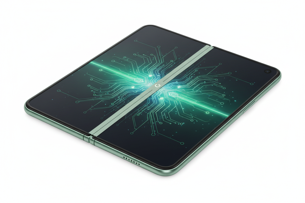 Google Pixel 10 Pro Fold unfolded display in Jade